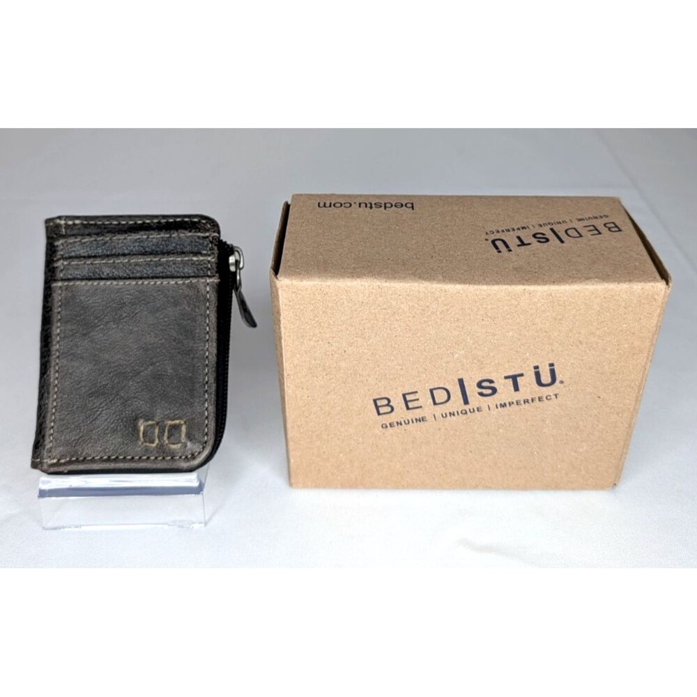 NWT Bed Stu Carrie Wallet - Black Dip Dyed, Distressed Leather Wallet w/ Box